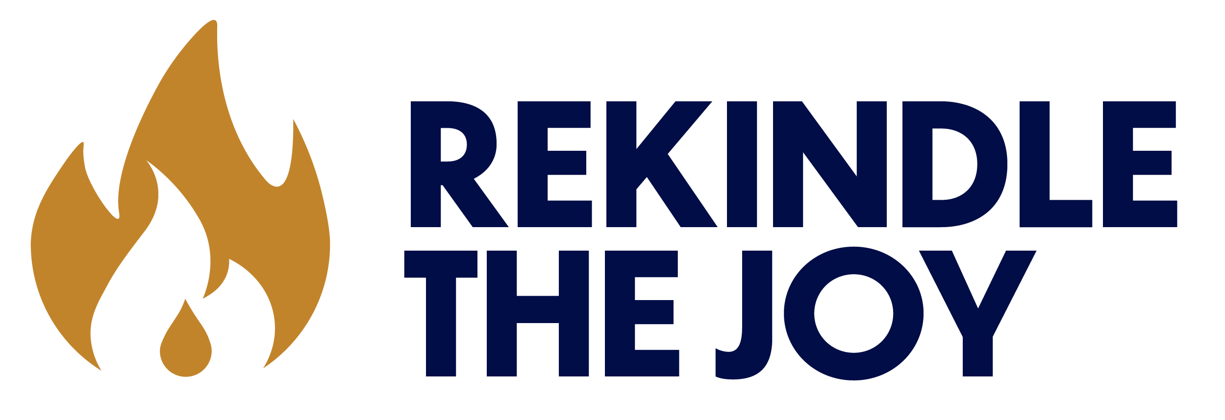 Fire icon with text, "Rekindle the Joy"